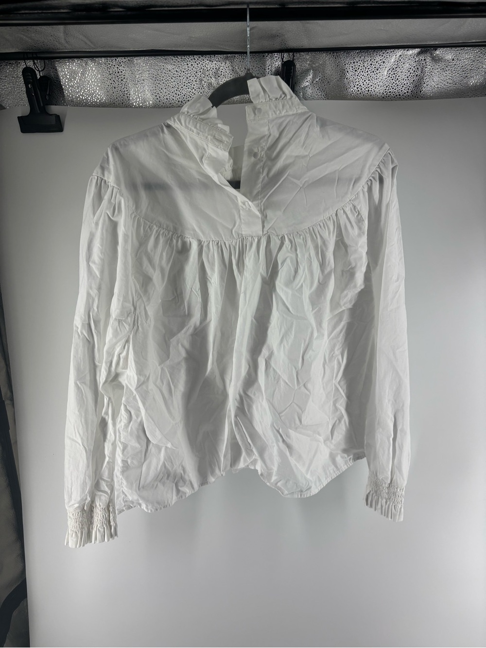 Sezane white long sleeve top